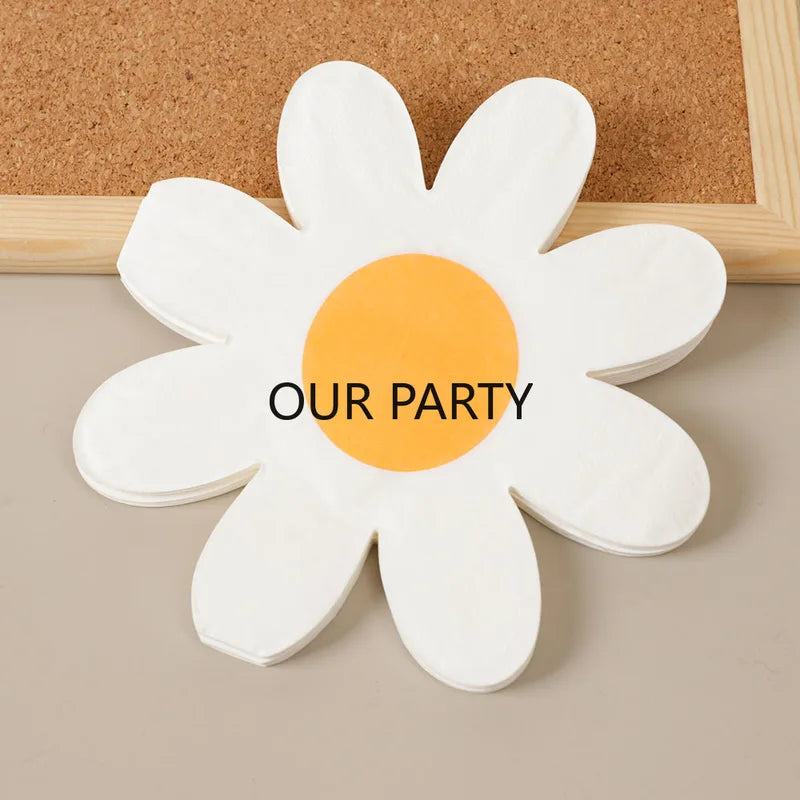 20Pcs Paper Napkins Daisy Theme Disposable Tissues for Party Decorations