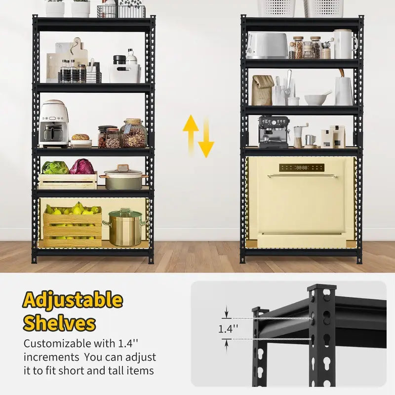 Heavy Duty 5-Tier Metal Storage Shelving Unit 30x12x60in, Adjustable Garage Rack