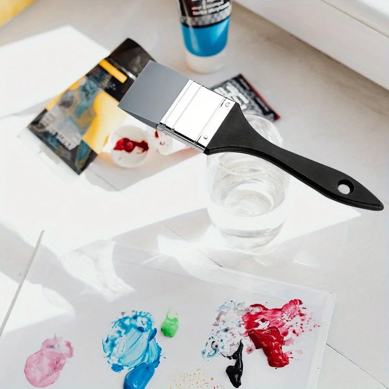 Large Flexible Flat Paint Brush Set - Soft, Durable, Easy Clean Acrylic Tools