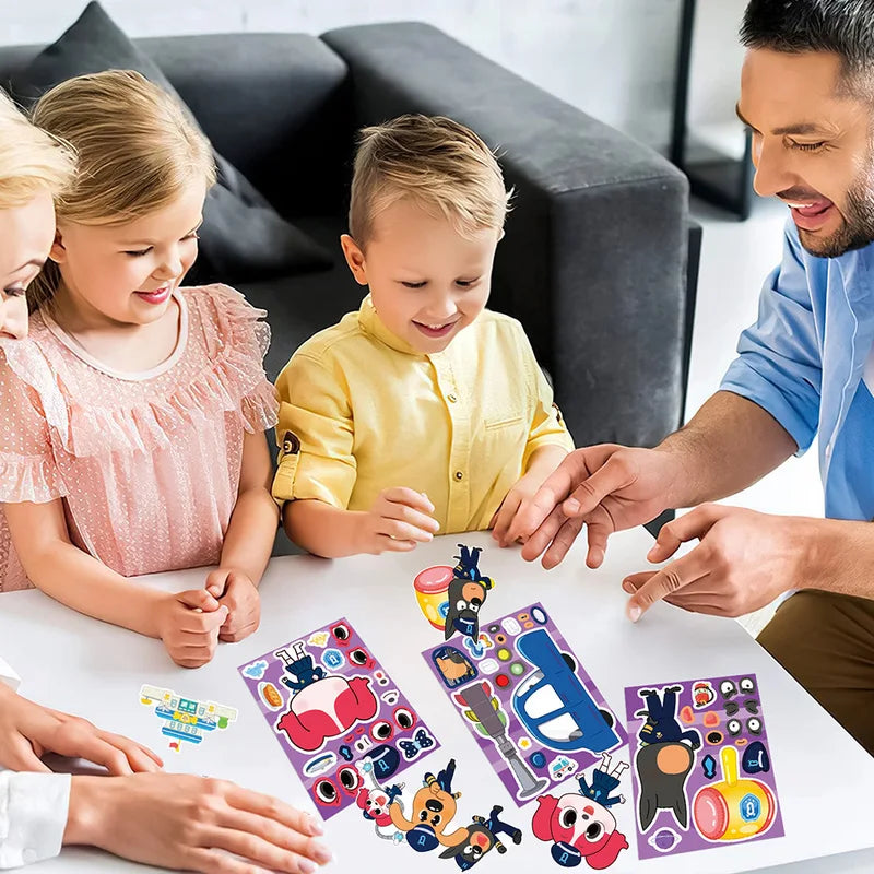 Kids DIY Puzzle Sticker Set - Cartoon Dog Sheriff Face Make & Play