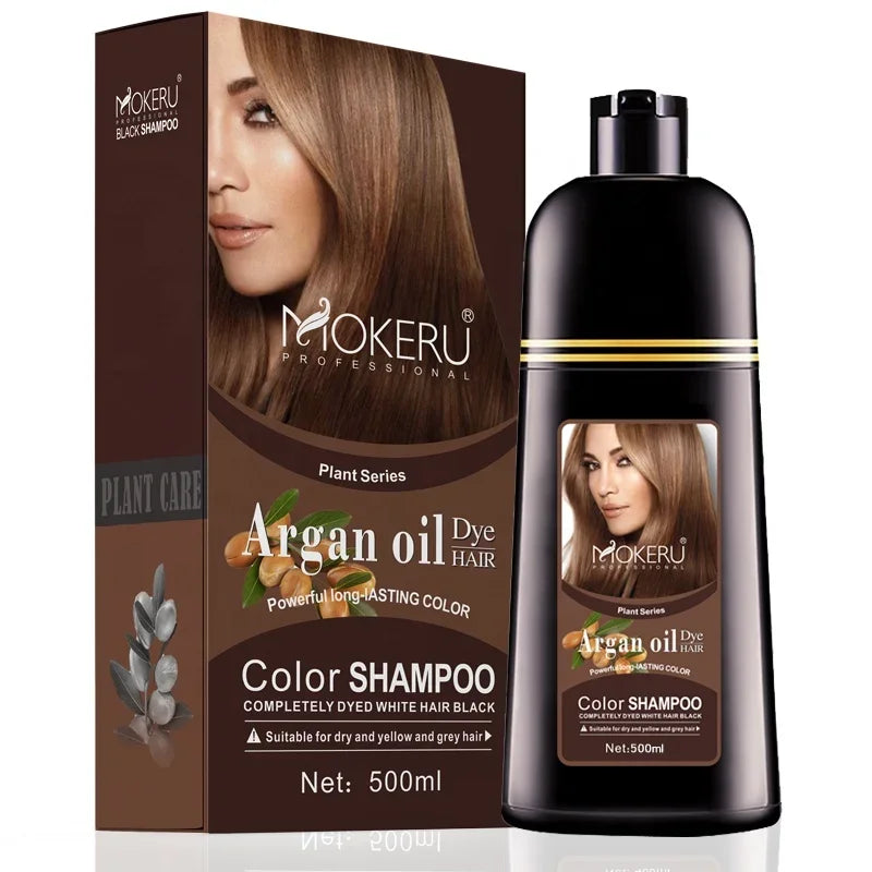 Natural Organic Hair Dye Shampoo - Long Lasting Black Color for Men & Women