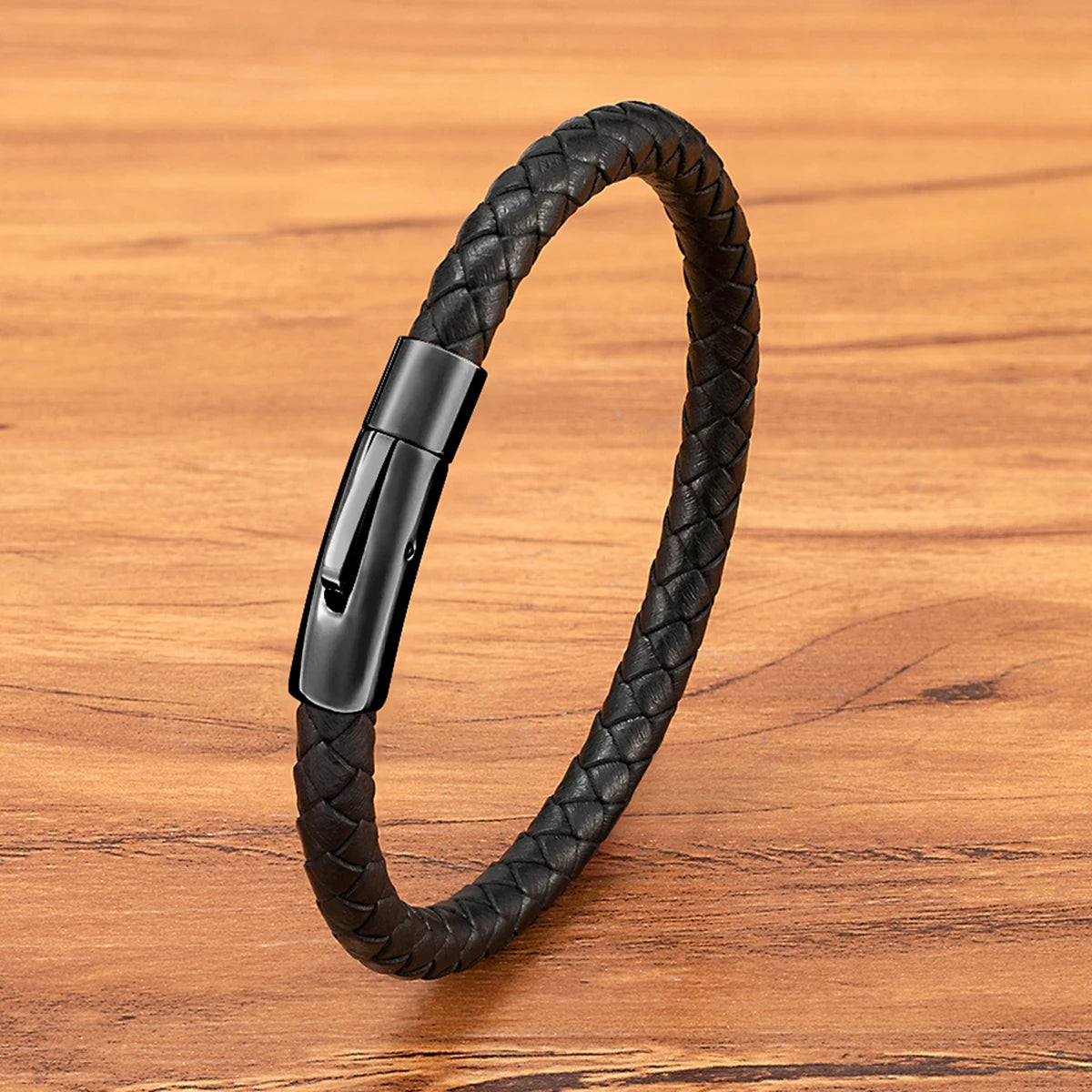 Men's Leather Bracelet Bangle with Magnetic Clasp - Handmade, Customizable Colors & Sizes