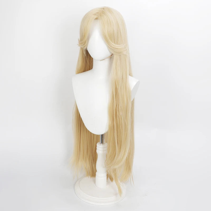 Long Wavy Blonde Synthetic Wig 32 Inch Heat-Resistant Cosplay Hair for Princess Costume