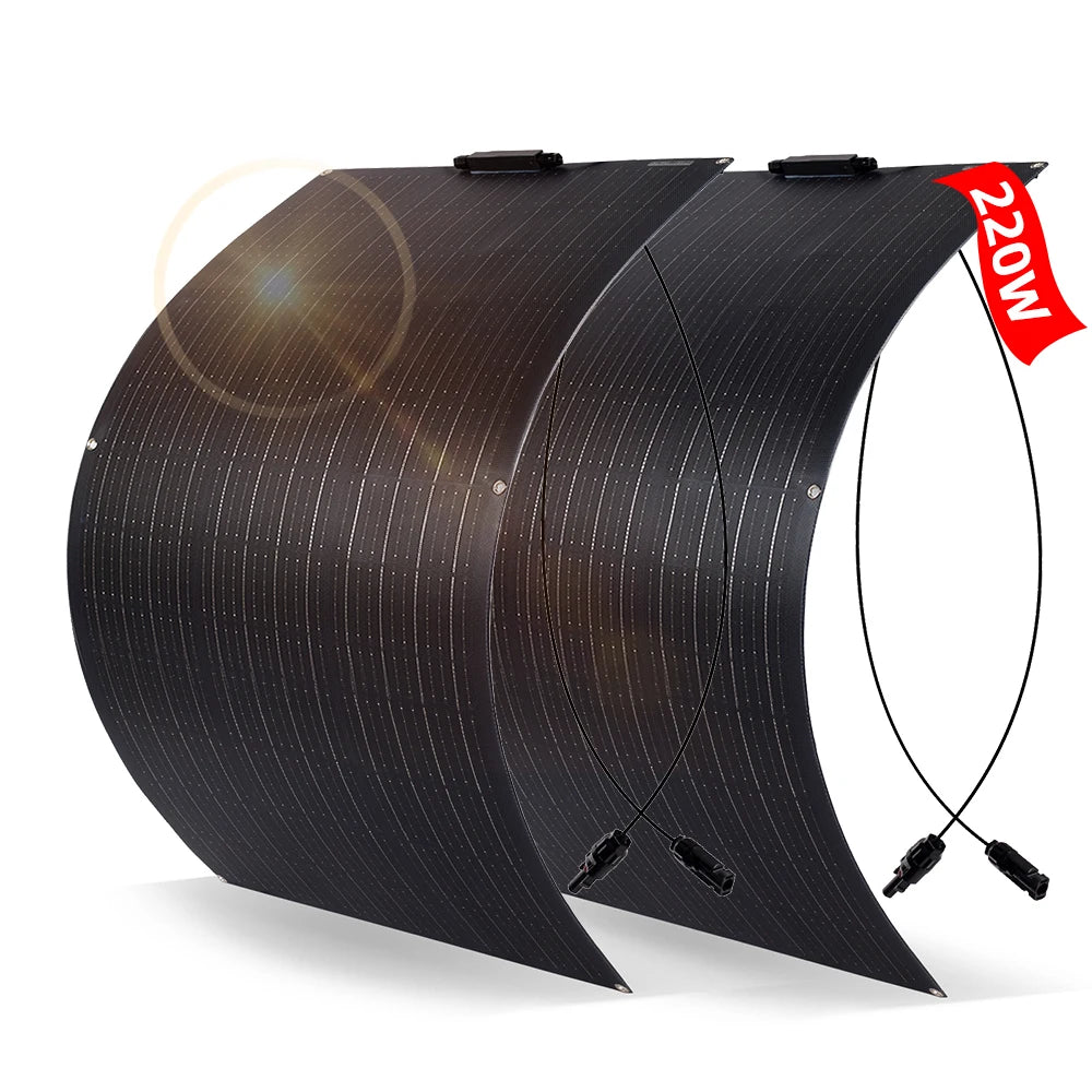 Flexible 440W Monocrystalline Solar Panel Kit for Battery Charging - ETFE Coated, Weatherproof