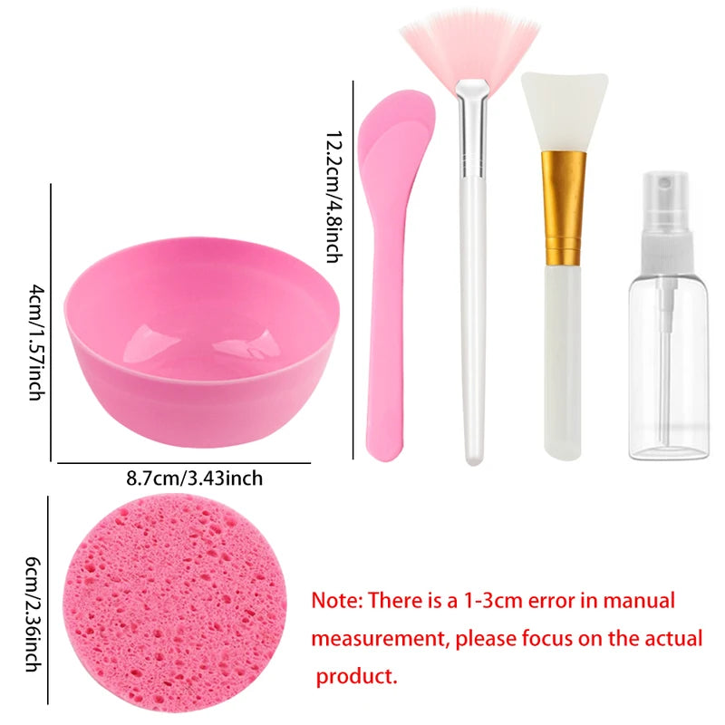 Silicone Facial Mask Brush Set with Mixing Bowls & Sponges - Skin Care Tools