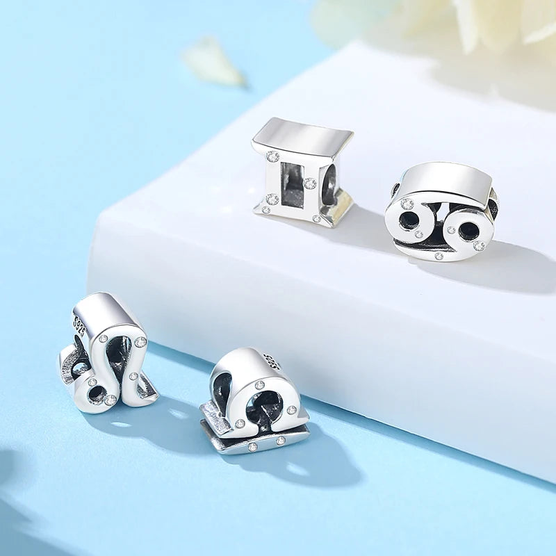 925 Sterling Silver Zodiac Charms Beads for Bracelets and Necklaces