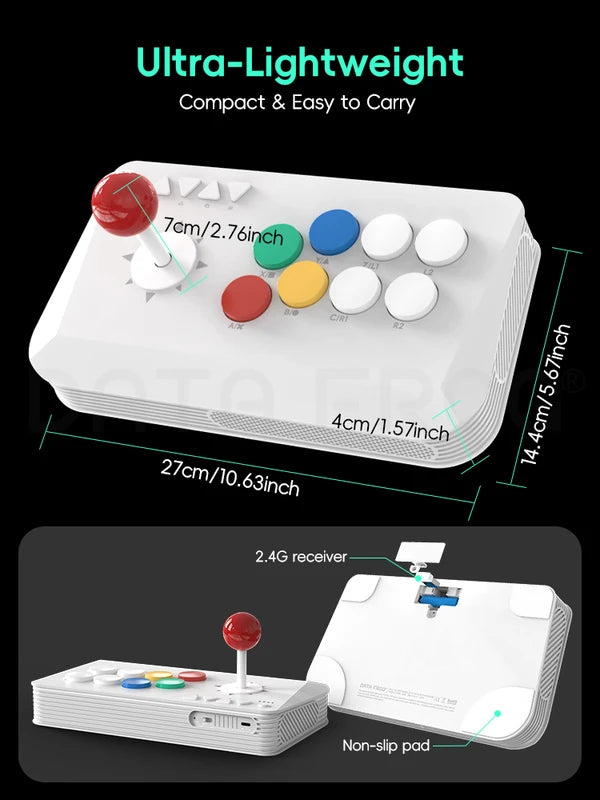 Wireless Arcade Fight Stick for Switch & Windows - Dual Connection & Tactile Blue Switches