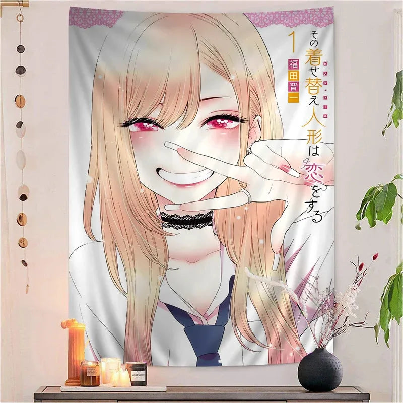 Anime Girl Tapestry Wall Art for Bedroom Dorm Living Room Decor - Vibrant Pop Art