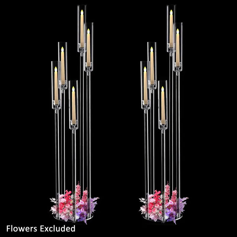 Tall Acrylic Floor Candelabra 5 Arm Candle Holder for Wedding & Home Decor