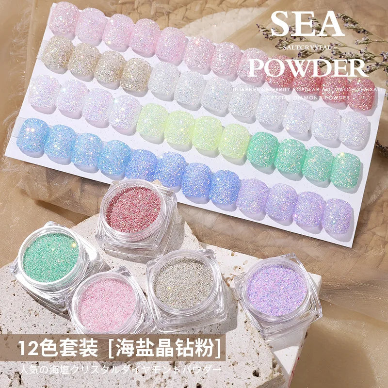 Neon Nail Powder Set Fluorescent Glitter Chrome Dust for DIY Manicure