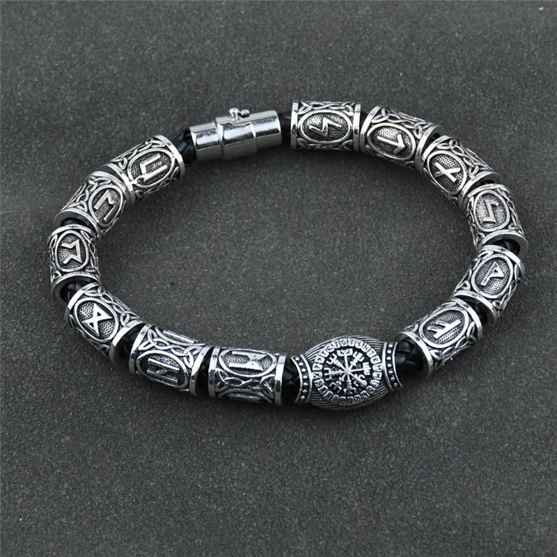 Norse Runic Beads Charm Viking Magnetic Bracelet Men Women Jewelry