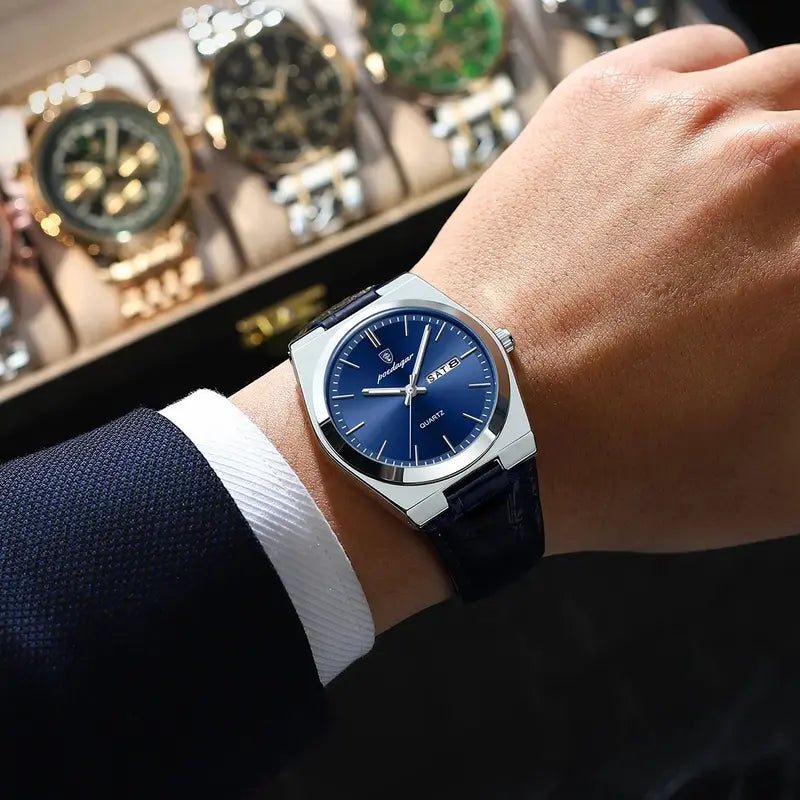 Luxury Waterproof Men’s Quartz Watch with Luminous Date Week Display - Business Style