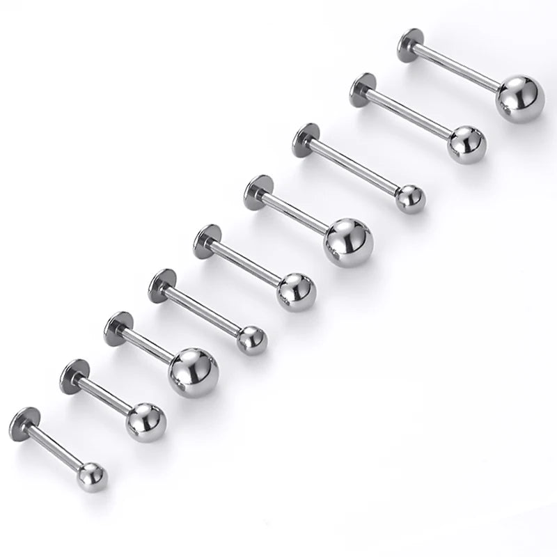 Hypoallergenic Titanium Labret Studs & Lip Rings with Secure Screw-In Design
