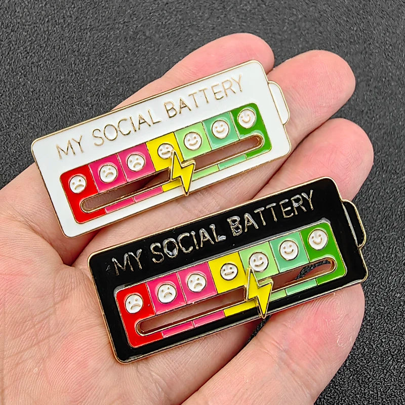 Mood Expression Pins Badge Gift for Men Women Enamel Brooch Social Power Energy