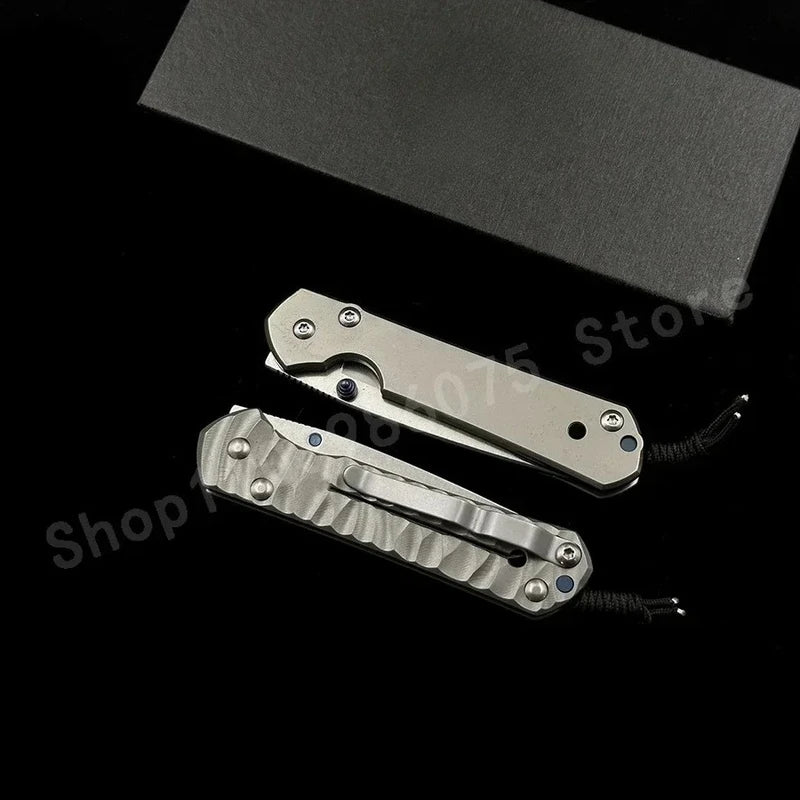 Folding Survival Knife with Titanium Alloy Handle and D2 Steel Blade