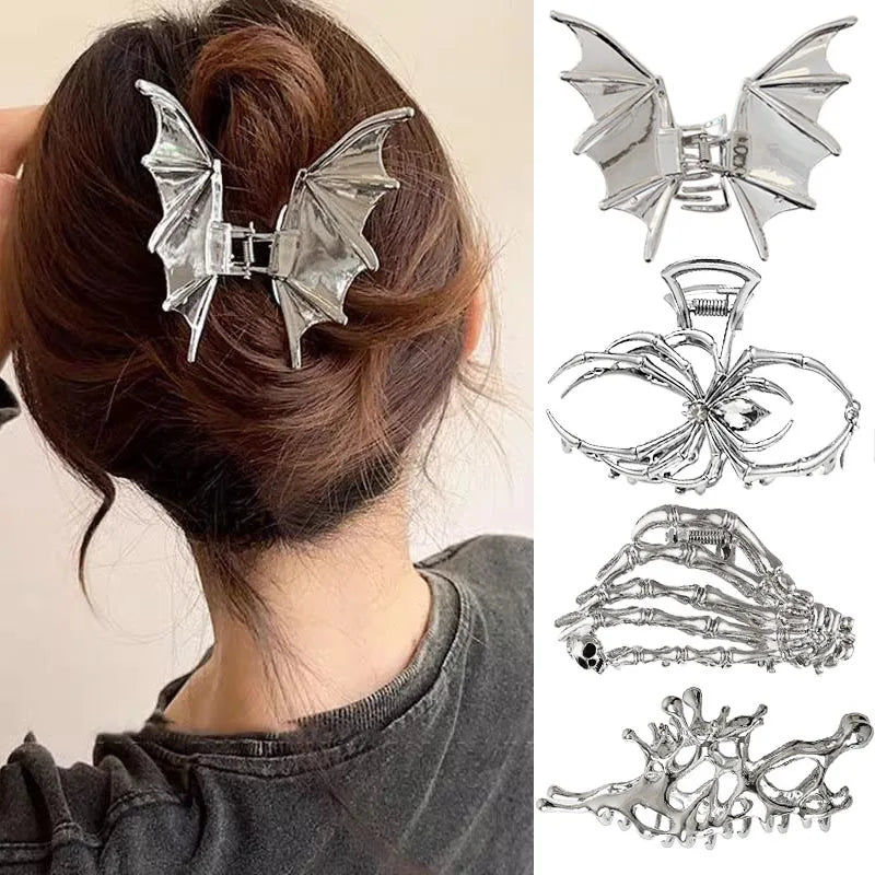 Black Spider Hair Claw Clips Gothic Metal Hair Accessories Strong Hold Punk Style