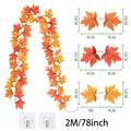 2M Artificial Fall Maple Leaf Garland Autumn Decor for Thanksgiving Halloween Wedding