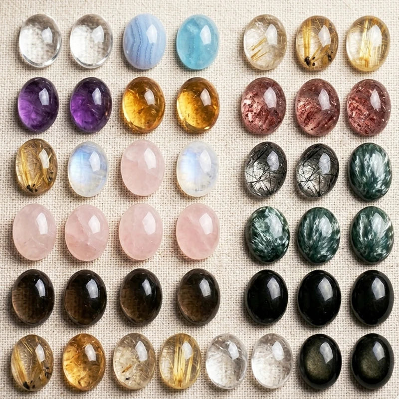 Natural Citrine Rutilated Quartz Loose Gemstones for Jewelry Making - Oval Egg Shape, 5A Grade
