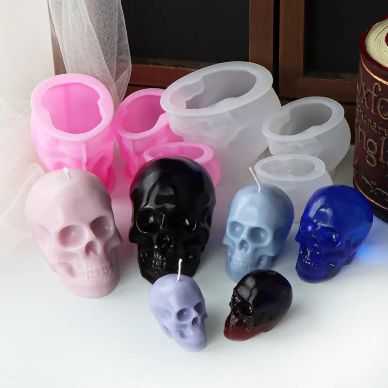 3D Human Skull Silicone Mold for Candle Making Halloween DIY Home Decor Gift