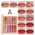 12-Color Lip Gloss Lipstick Set Liquid Matte Velvet Long-Lasting Waterproof Makeup