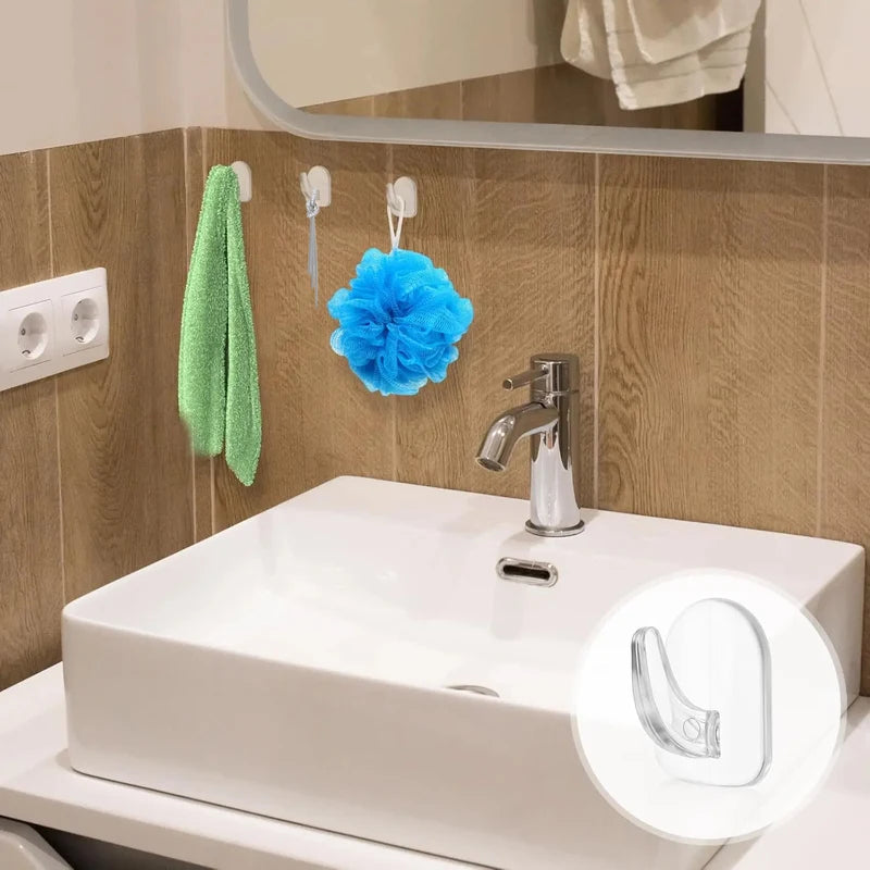 Non Marking Adhesive Mini Hook - Strong No Punching Wall Mount for Kitchen Bathroom Door Storage