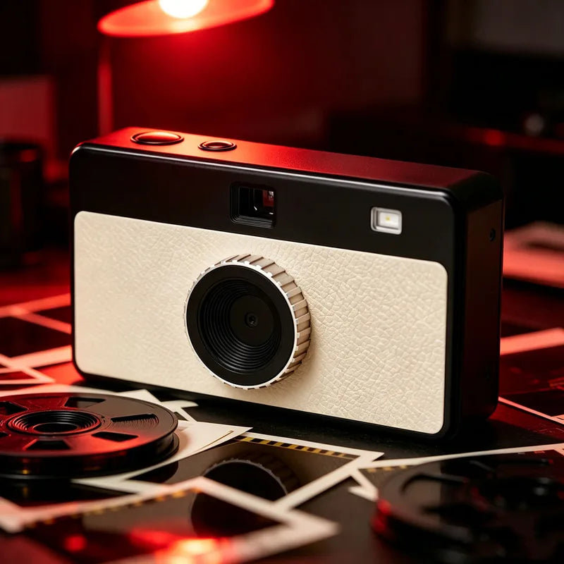 Retro Digital Camera 12MP with Changeable Filters, Compact, USB-C