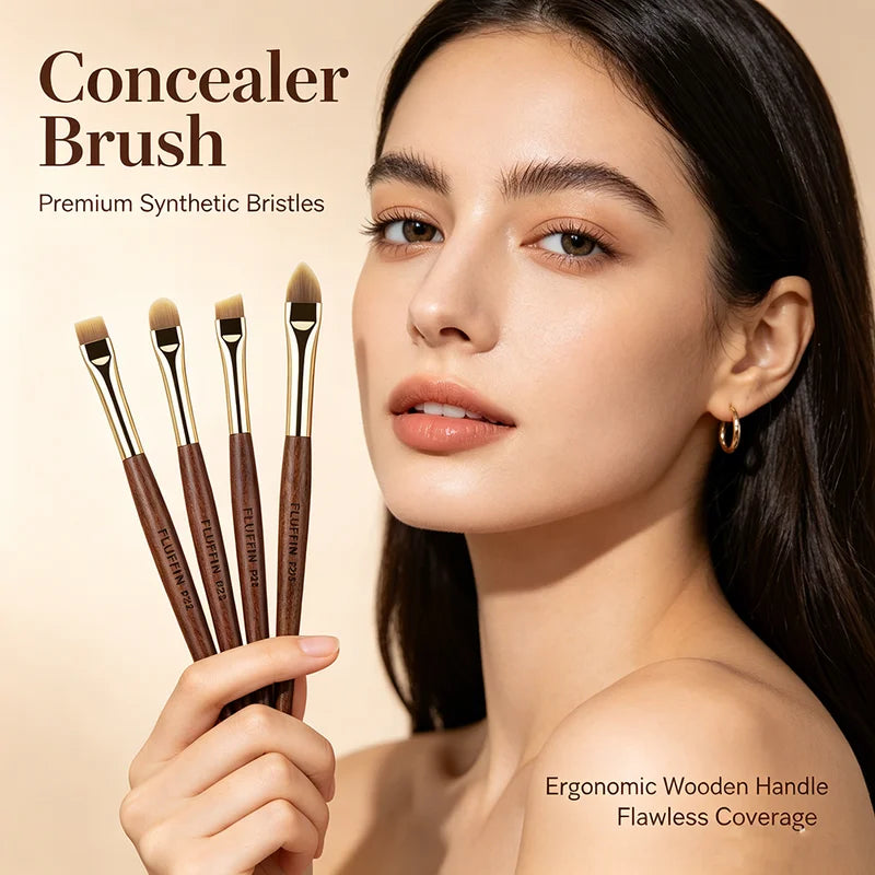 Ultra Thin Concealer Brush for Precise Makeup Application - Copper & Redwood Handle