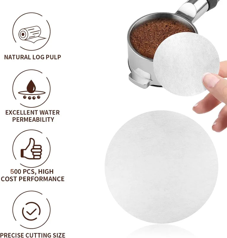 500 Pcs Unbleached 58mm Coffee Filter Puck Screen for Espresso Machines