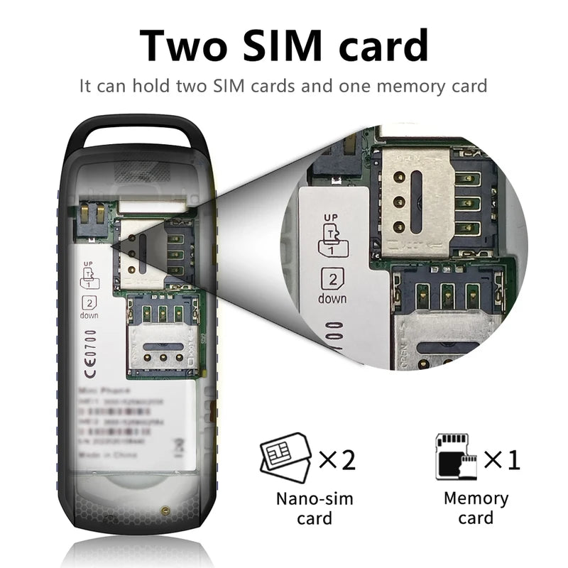 Mini Mobile Phone with Dual SIM, Bluetooth Dialing, Blacklist Block, 2G GSM