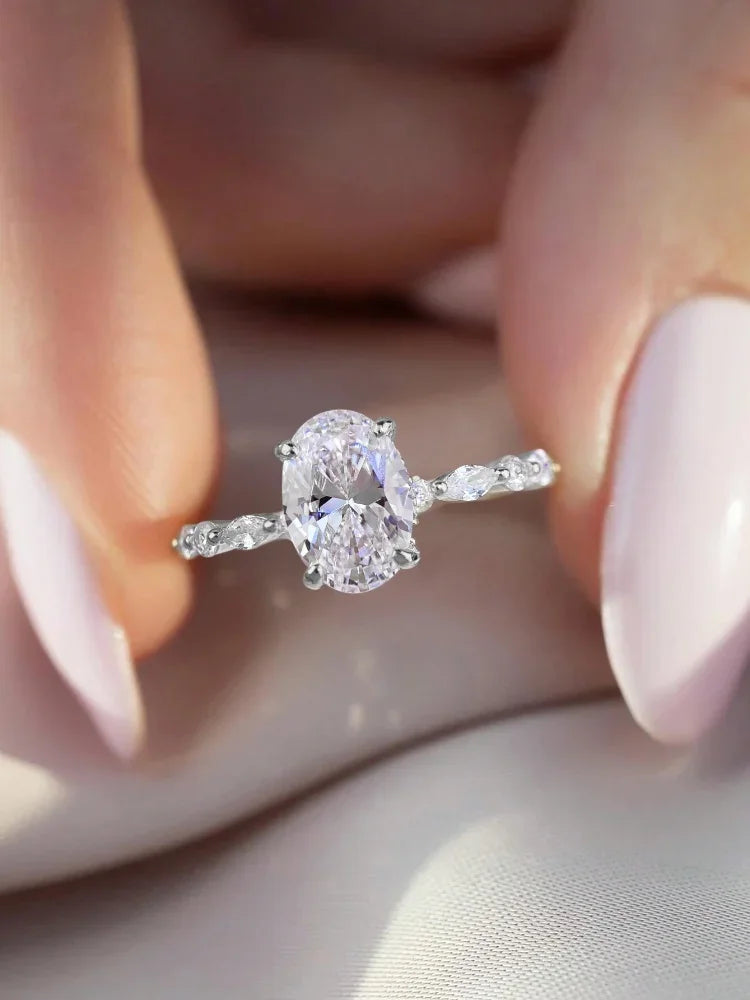 925 Sterling Silver Zircon Fashionable Ring for Women Engagement Wedding Jewelry