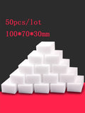 White Melamine Sponge Erasers Pack of 50 - Kitchen, Office, Bathroom Cleaning Accessories