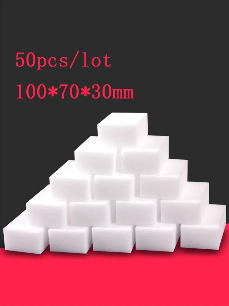 White Melamine Sponge Erasers Pack of 50 - Kitchen, Office, Bathroom Cleaning Accessories
