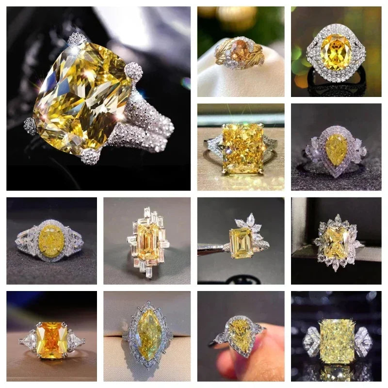Elegant Yellow Cubic Zirconia Women’s Ring - Bridal, Anniversary Jewelry
