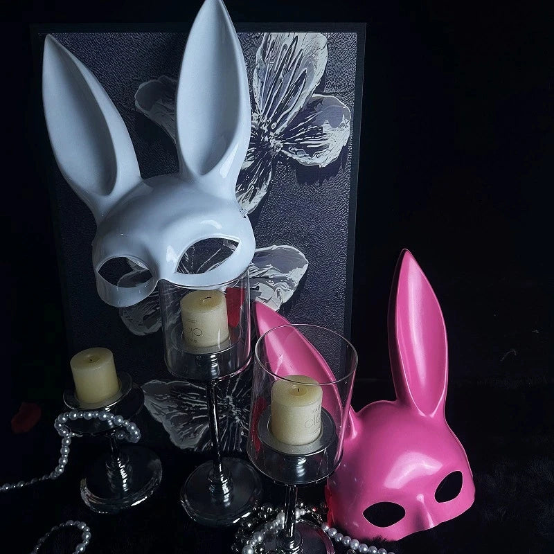 Rabbit Mask Halloween Party Costume Accessory with Long Ears - Multiple Colors