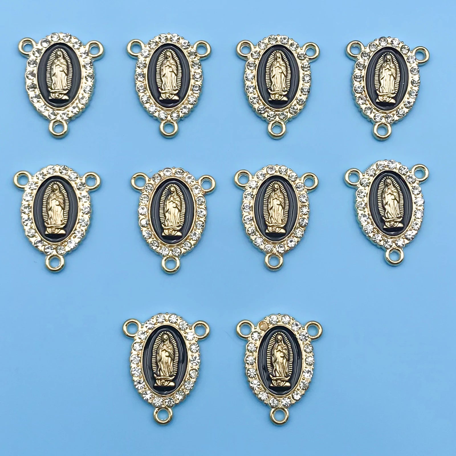 10/12Pcs Rhinestones Enamel Virgin Mary Charms for Jewelry Making Findings & Crafting