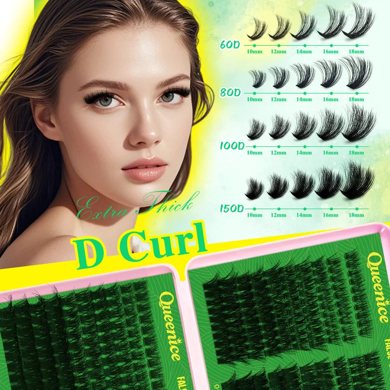 600 Pcs DIY False Eyelash Clusters Kit - Mixed Length Thick Natural Reusable Lashes