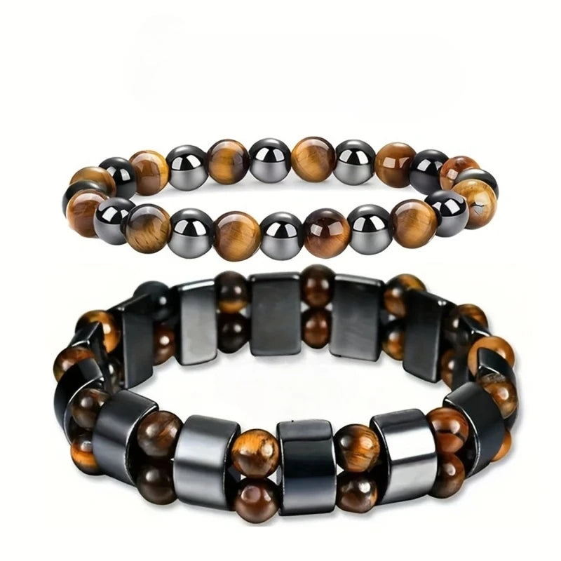 Magnetic Hematite Beaded Bracelets for Men & Women - Spiritual Wealth Lucky Jewelry