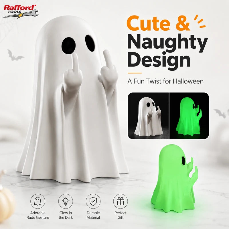 Cute Ghost Halloween Decor Statue - Small Spooky Centerpiece for Home & Party