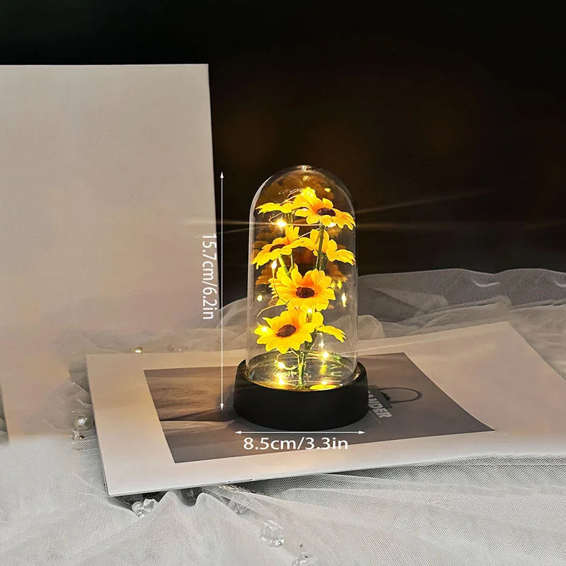 Sunflower Gift Set - Small Plastic Eternal Flower for Mother's Day, Birthdays, Valentine's Day