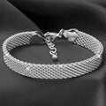 Sterling Silver Mesh Braided Bracelet for Women Party Jewelry Gift