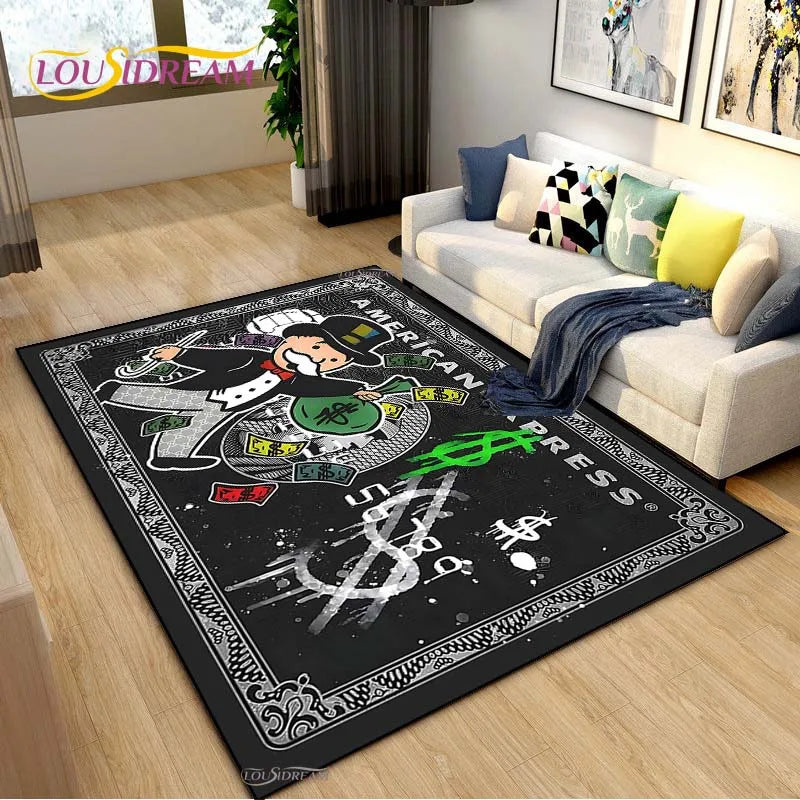 Funny Monopoly Carpet Floor Mat for Living Room Bedroom Kitchen Door Non-slip Rug