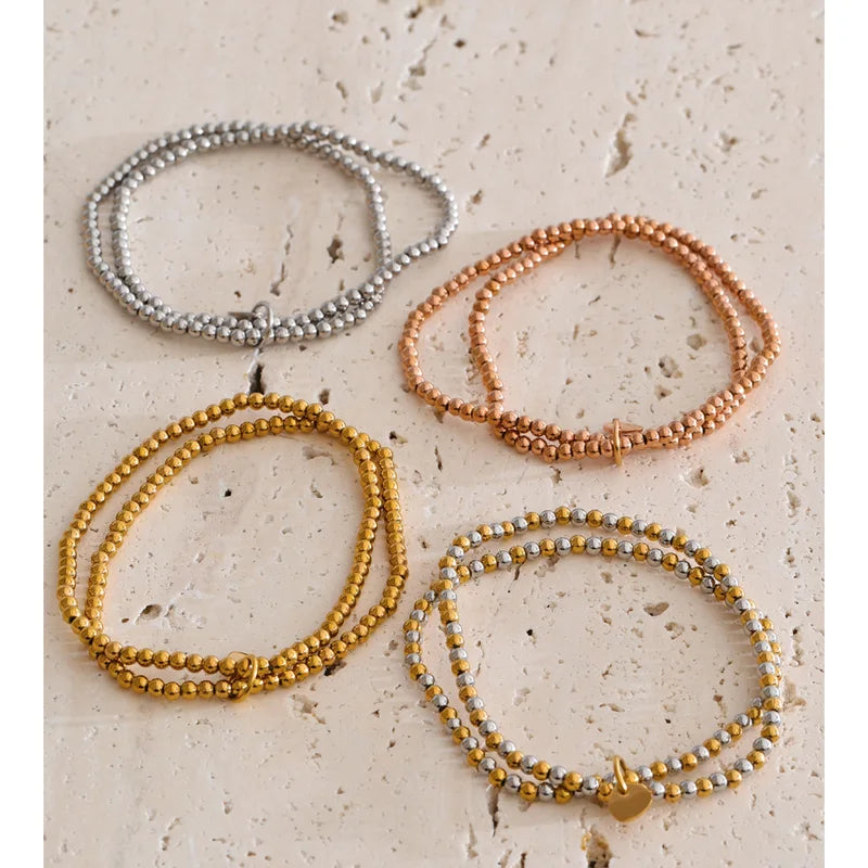 Handmade Beads Jewelry Elastic Bracelet Ring Set Waterproof Summer Fashion