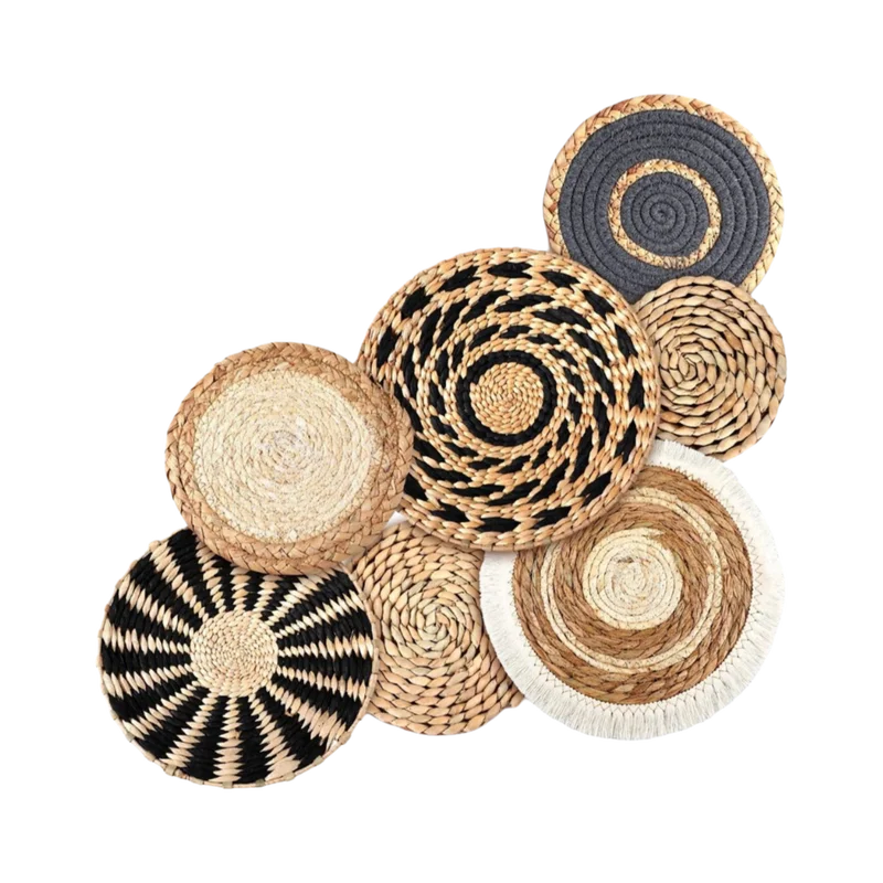 7-Piece Boho Wall Basket Set - Handmade Seagrass Wicker Wall Decor