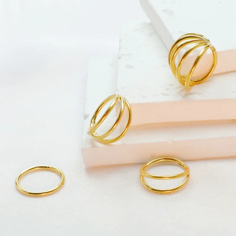 Titanium Septum Piercing Clicker Nose Ring Hoop Cartilage Earring - 6/8/10/12mm
