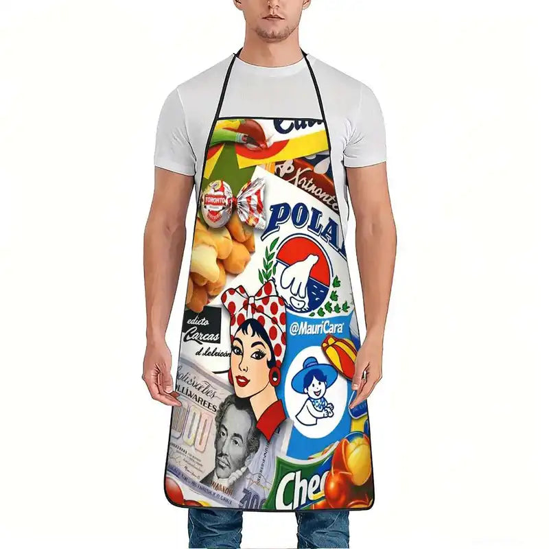 Retro Venezuelan Snacks Print Apron - Durable Kitchen Cooking Accessory