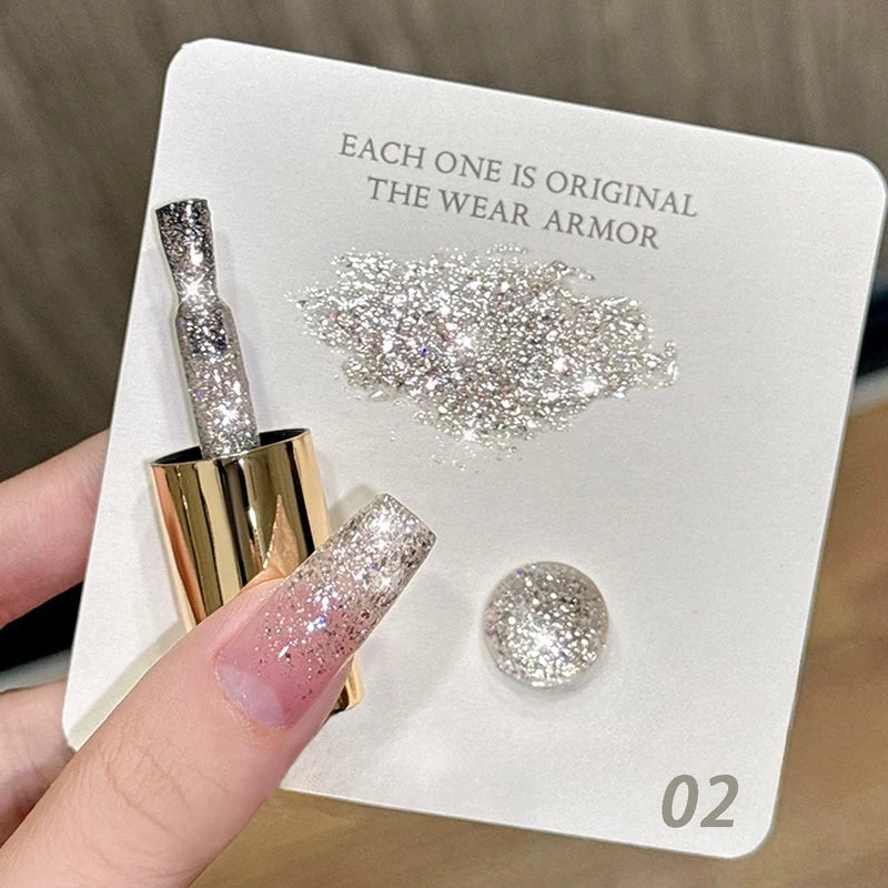 Star-Chasing Moon-Chasing Gel Nail Polish Set - Bright White & Glitter Finish