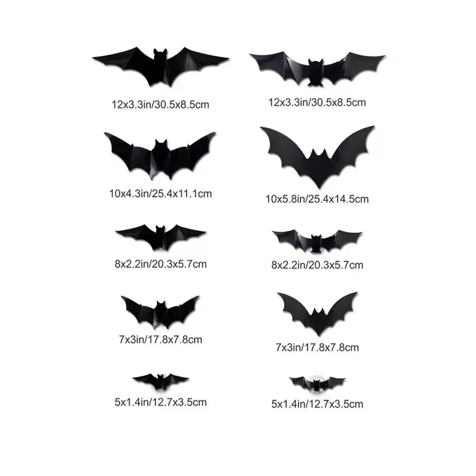 Halloween Bat Night Light Wall Decal Set - 12/24 LED Stereoscopic Party Decor