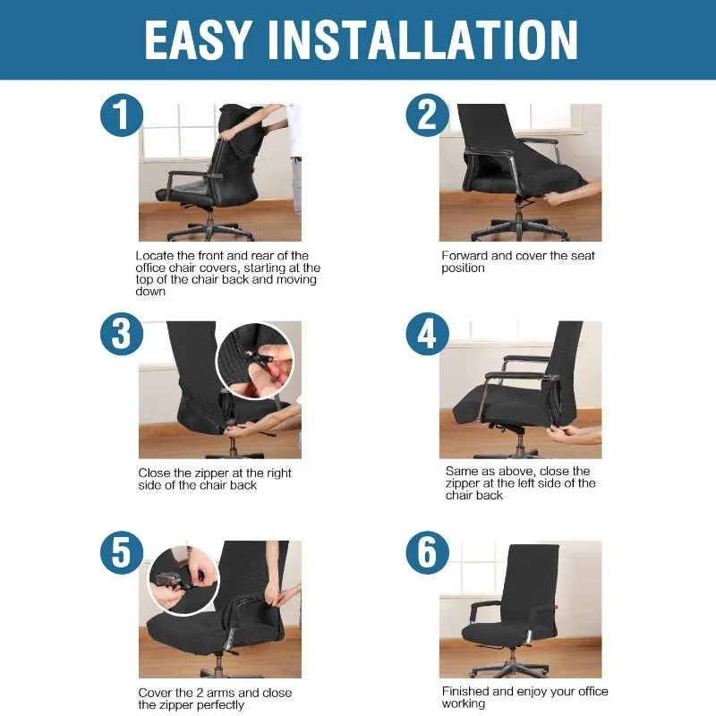 Office Chair Cover M/L Size Removable Seat Protector with Armrest Covers
