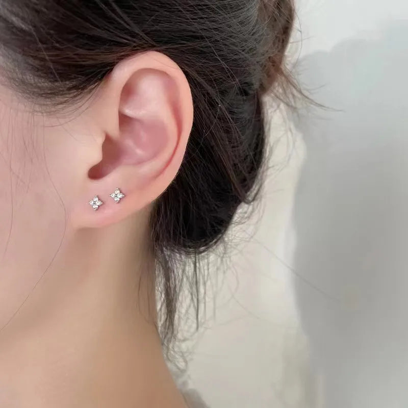 Mini Flower Earrings for Women Hypoallergenic Zircon Crystal Jewelry Gift