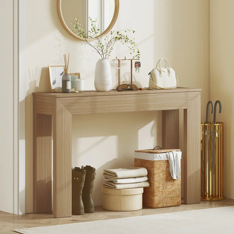 47-Inch Narrow Entryway Console Table for Hallway Living Room - Natural Wood